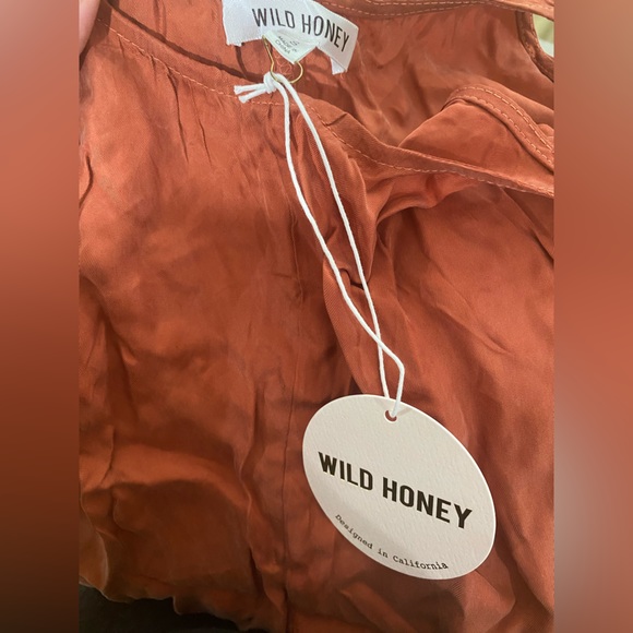 Tie Strap Burnt Orange Wide Legged Overalls - Picture 3 of 3